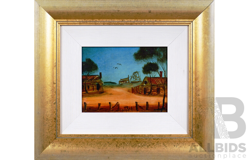 Pro Hart (1928-2006),  Untitled (Deserted Mining Town), Oil on Canvas on Board