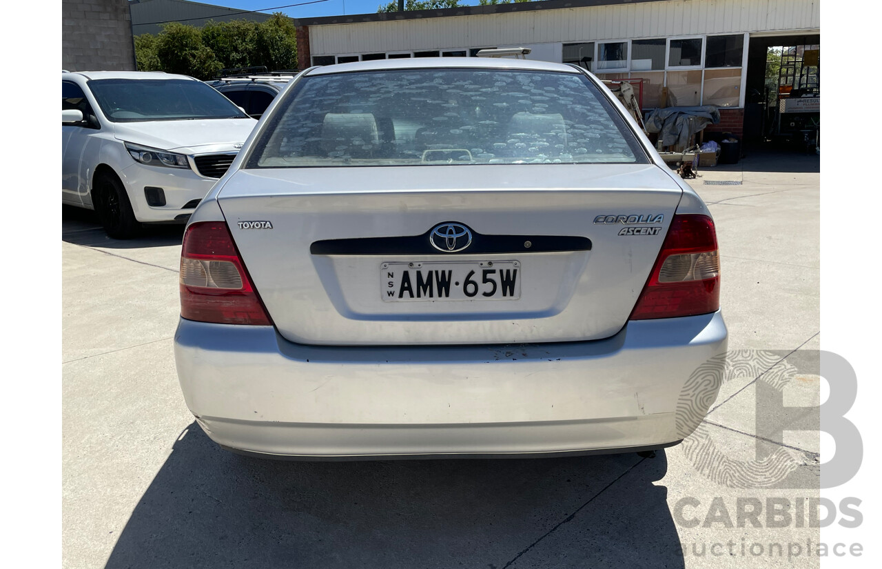 9/2002 Toyota Corolla Ascent ZZE122R 4d Sedan Silver 1.8L