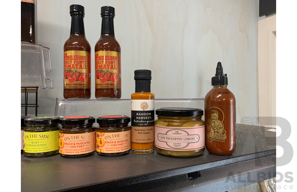 Assorted Cheese Accompaniments & Assorted Sauces Including Truffeled Hot Sauce, Truffeled Siracha ORP $250
