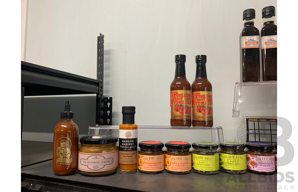 Assorted Cheese Accompaniments & Assorted Sauces Including Truffeled Hot Sauce, Truffeled Siracha ORP $250