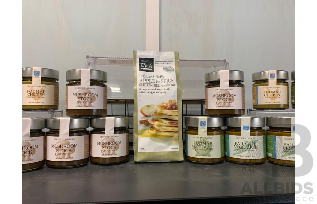 Assorted Organic Stock Concentrate & Apple and Spice Gluten Free Pancake Mix ORP $580