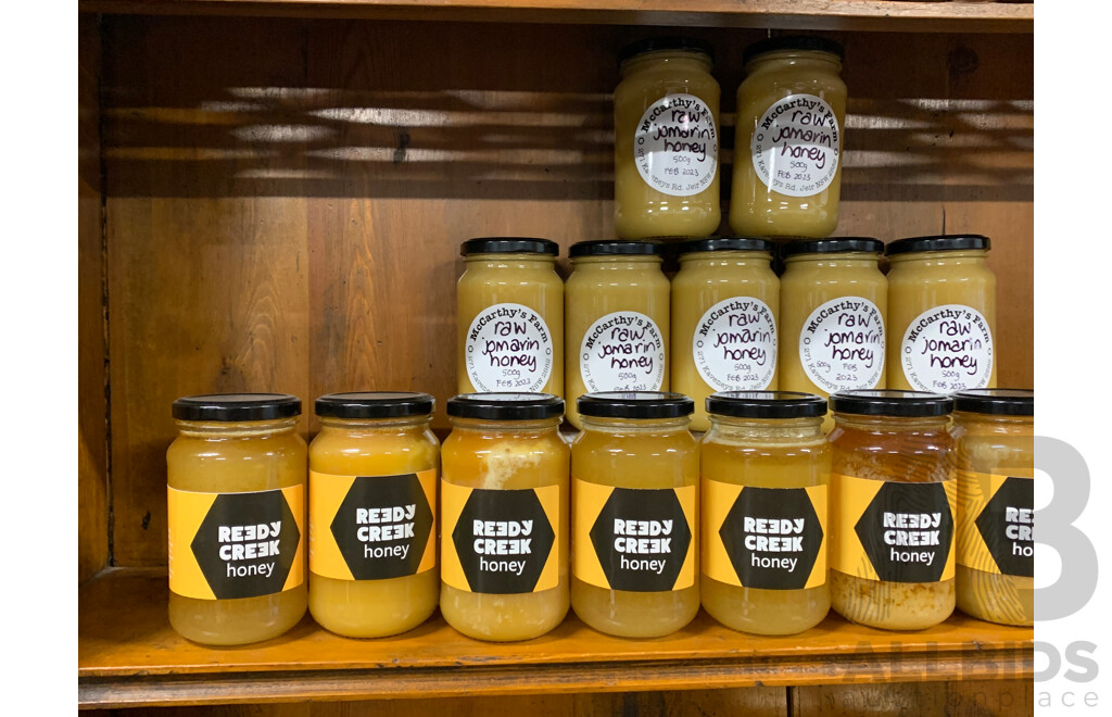 Assorted Honey Including Ready Creek Honey & Raw Jomarin Honey ORP $400