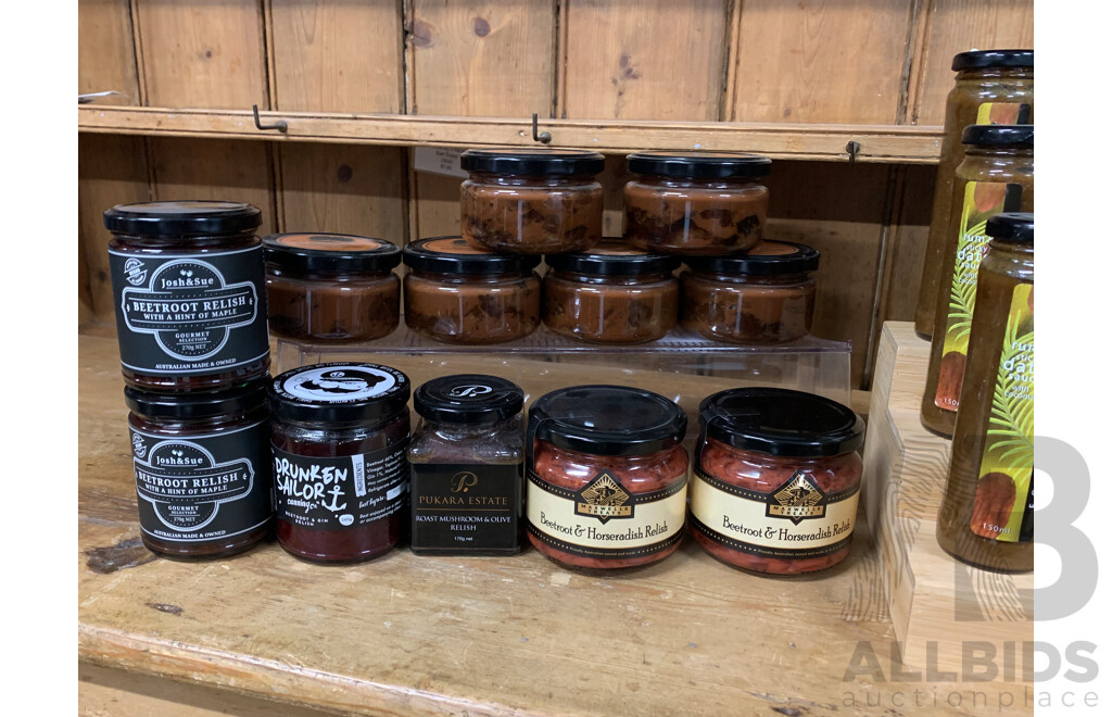 Assorted Relish, Sweet Sauces Including  Alcohol Infused Relish and Figs in Shiraz  ORP $300