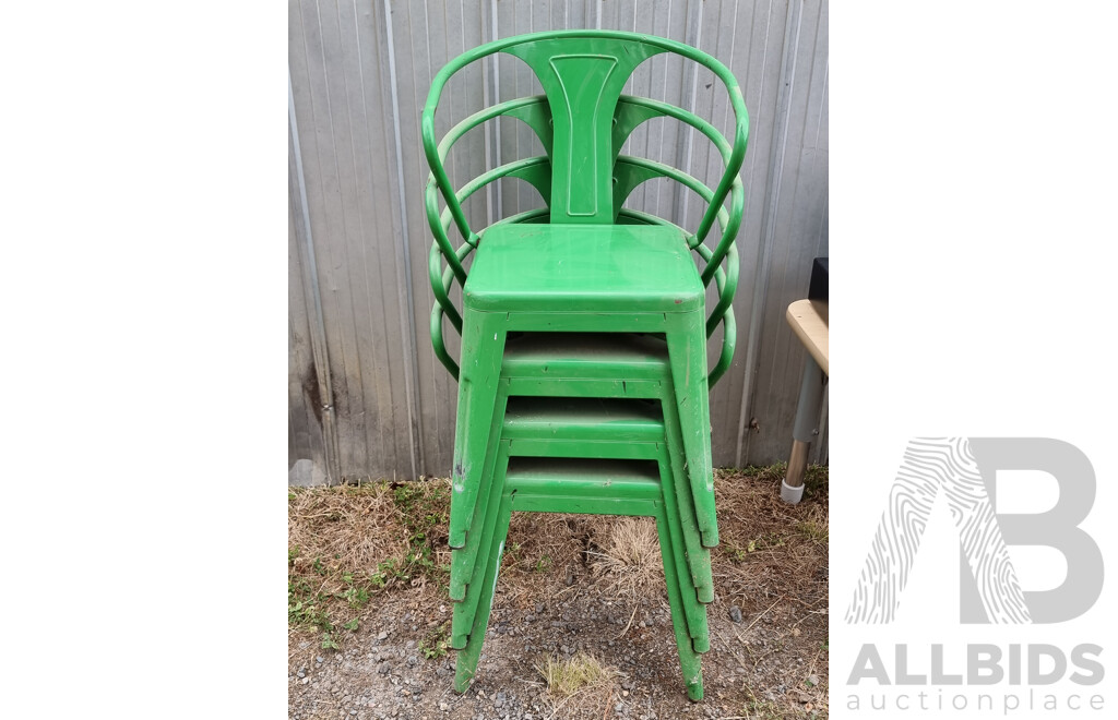 Set of Four 20th Century Style Green Iron Chairs