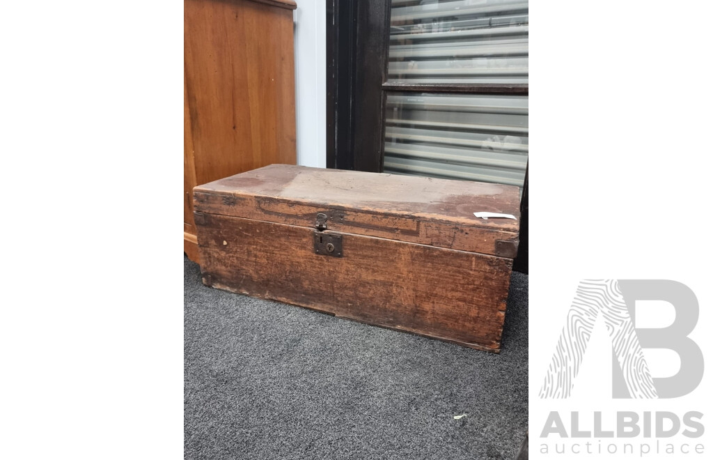 Large Timber Shipping Trunk with Metal Example