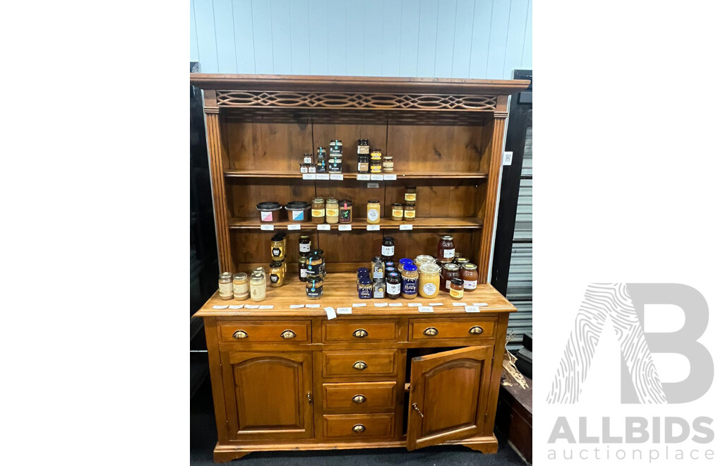 Reproduction Pine Kitchen Buffet and Hutch
