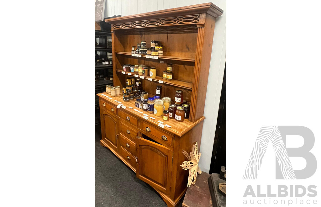 Reproduction Pine Kitchen Buffet and Hutch