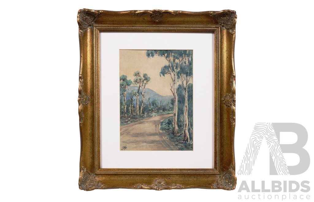 John Baxter Mather (1853-1940), Untitled (Road Through the Gums), Watercolour
