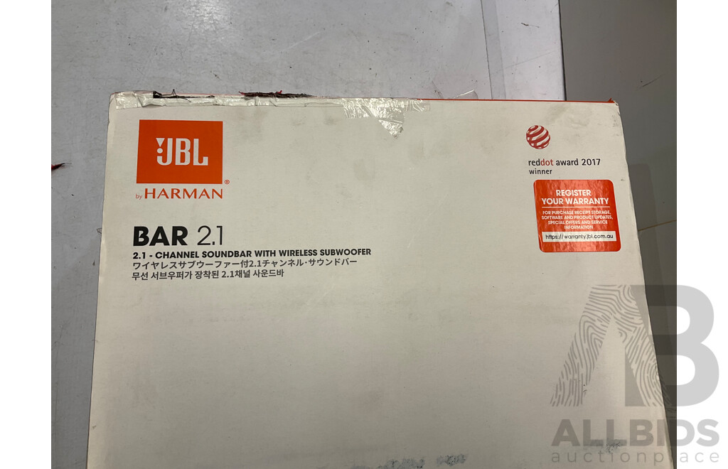 JBL Bar 2.1 Channel Soundbar with Wireless Subwoofer - ORP $384.00