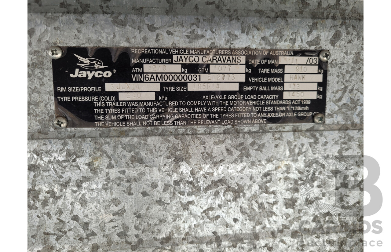 12/2003 Jayco Hawk Caravan Trailer - White