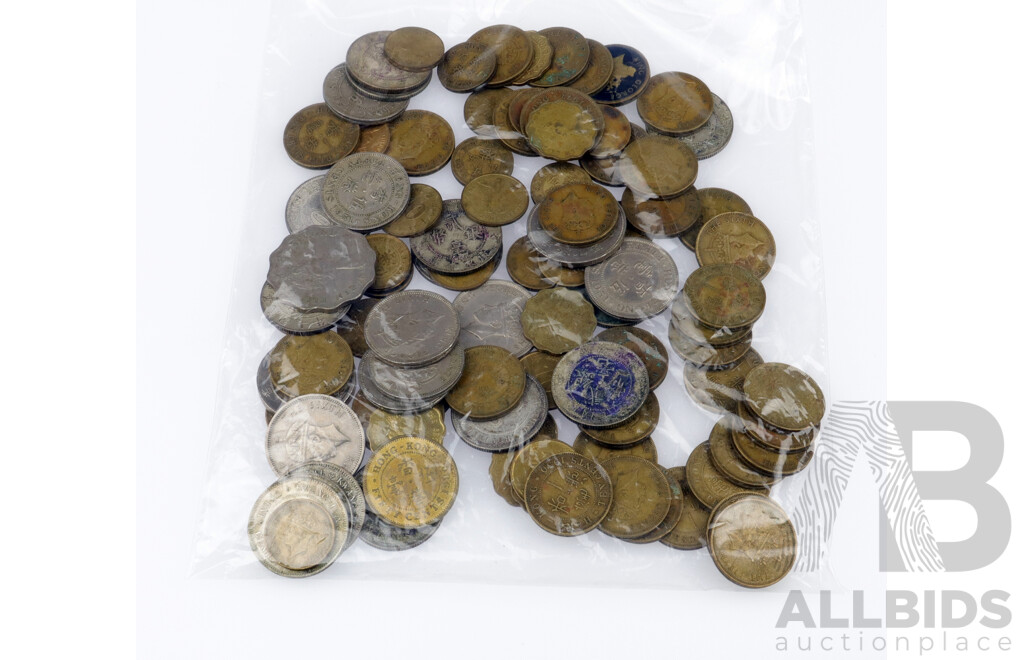 Vintage Hong Kong Coin Collection Including 35 KGVI Ten Cent Coins and 17 KGVI Five Cent Coins