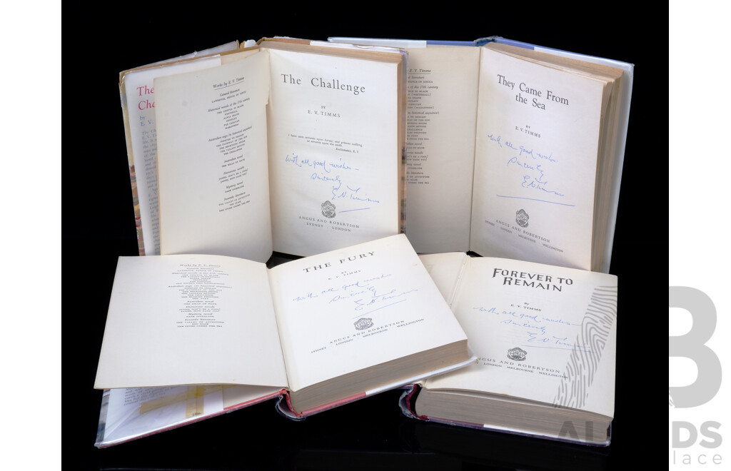 Collection Eight E V Timms Novels, Seven Signed by the Author