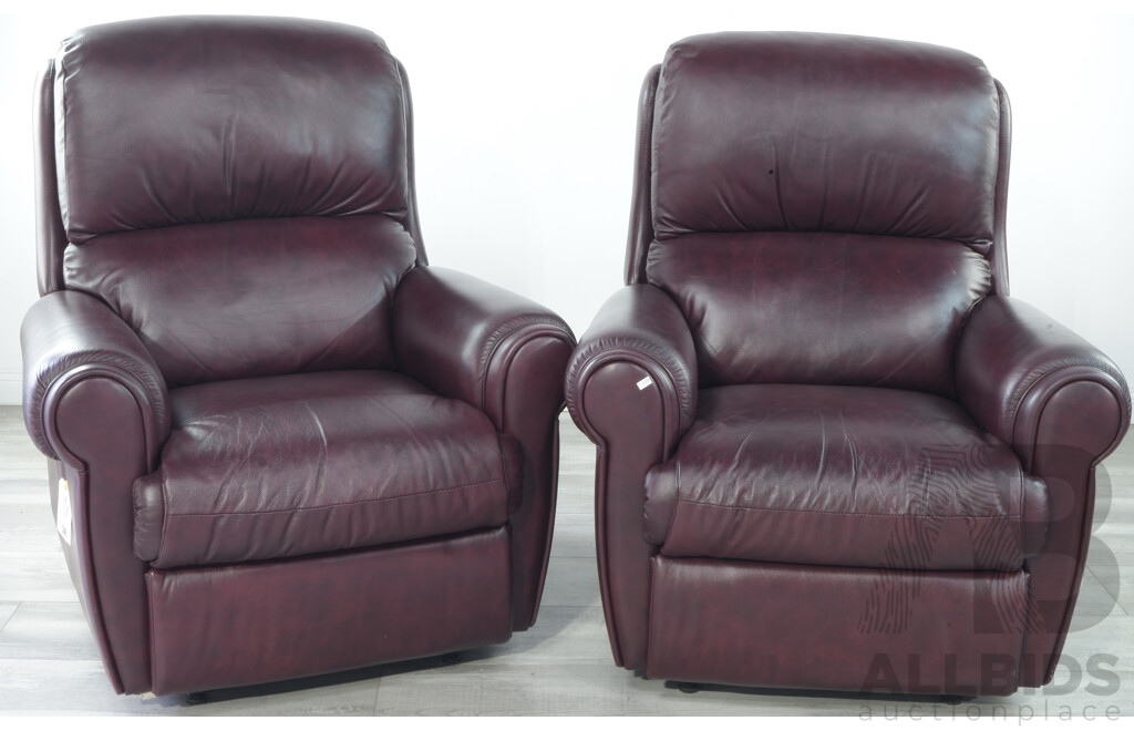 Garstone Designs Pair of Reclincers and Two Seater Lounge Set in Ox Blood Leather
