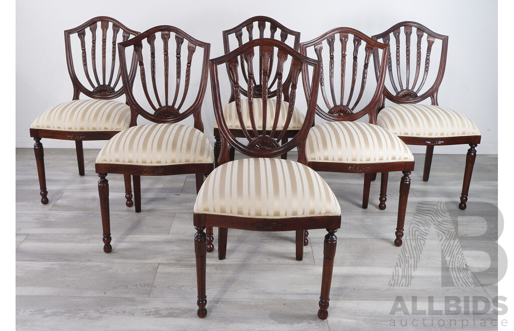 Six Reproduction Hepplewhite Dining Chairs