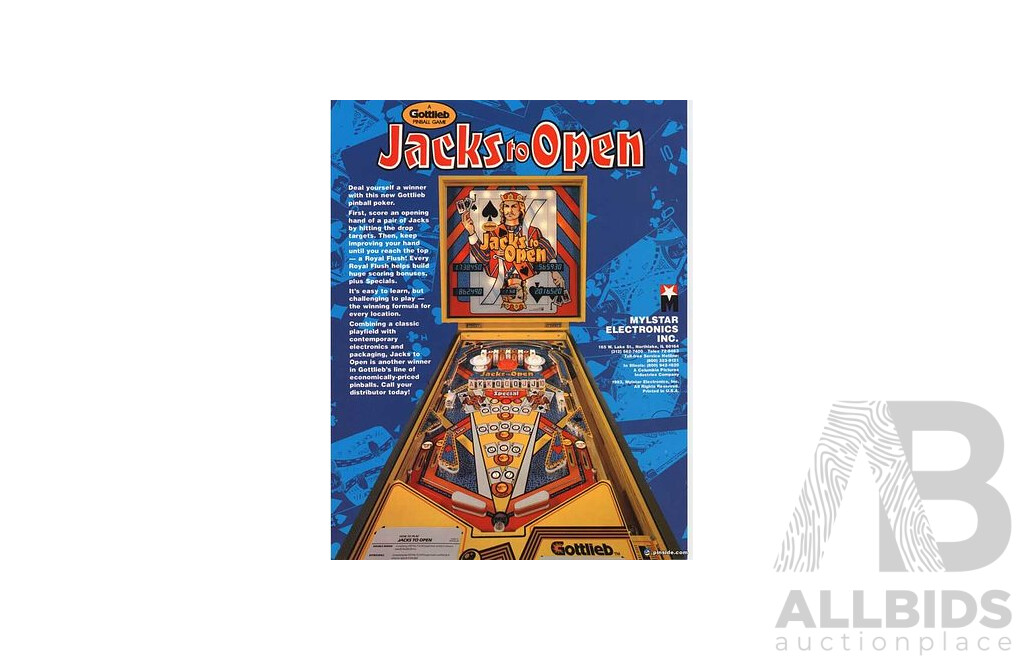 JACKS to OPEN 1984 (Gottlieb) Pinball Machine