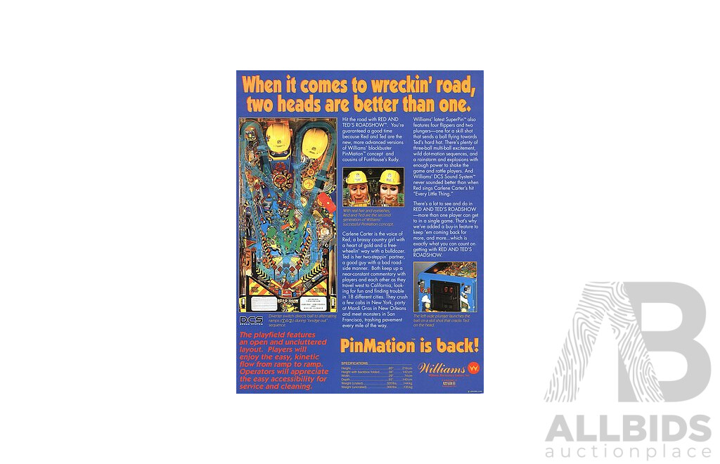 RED & TED'S ROAD SHOW (Williams) Pinball Machine
