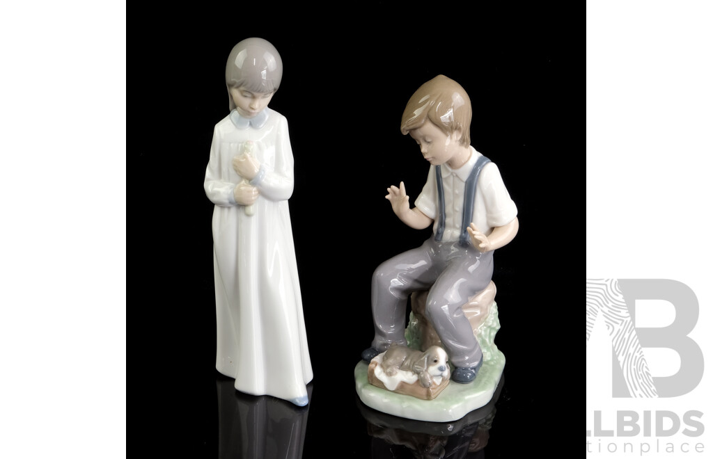 Two Spanish Nao Porcelain  Children Figures
