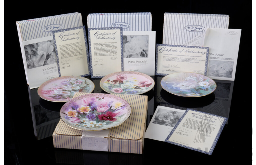 Collection Four Limited Edition Bradex Display Plates with Certificates of Authenticity and in Original Boxes