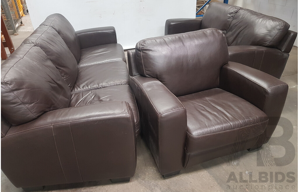 Three Piece Leather Sofa Set