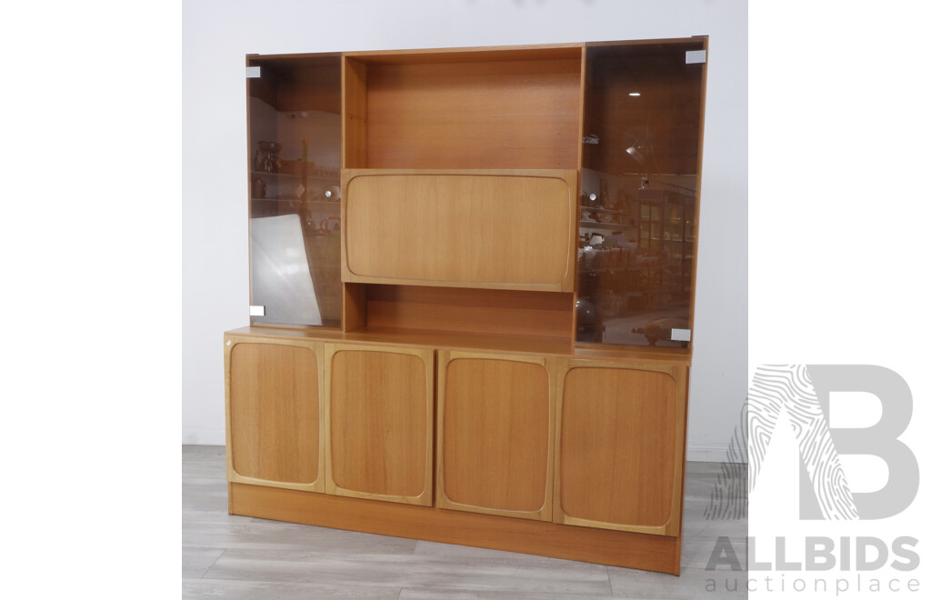 Large Vintage Parker Style Wall Unit with Fold Down Bar