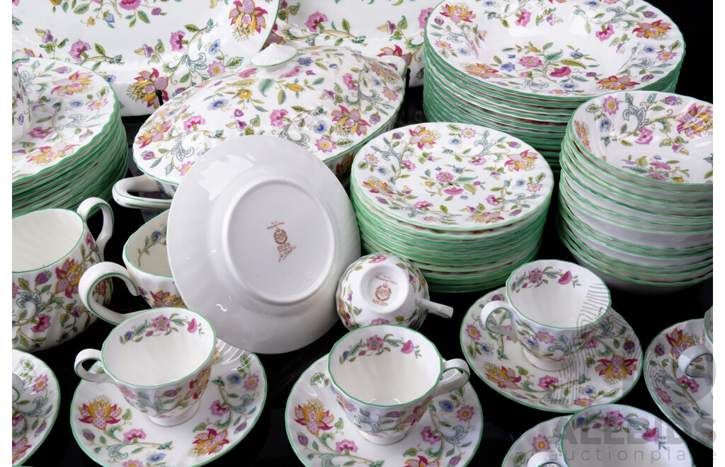 Minton Porcelain 72 Dinner Service in Haddon Hall Pattern Designed by John Wadsworth
