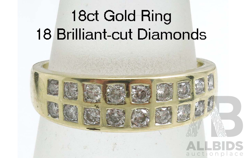 18 stone Diamond Ring. 9ct Gold.