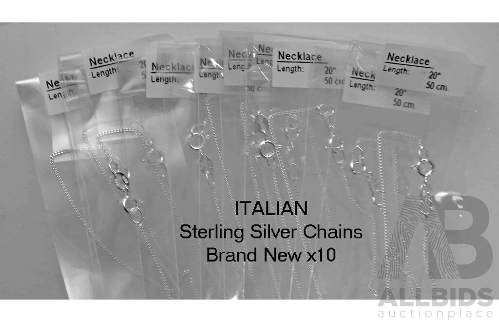 Collection of 10 Sterling Silver Chains - Italian made