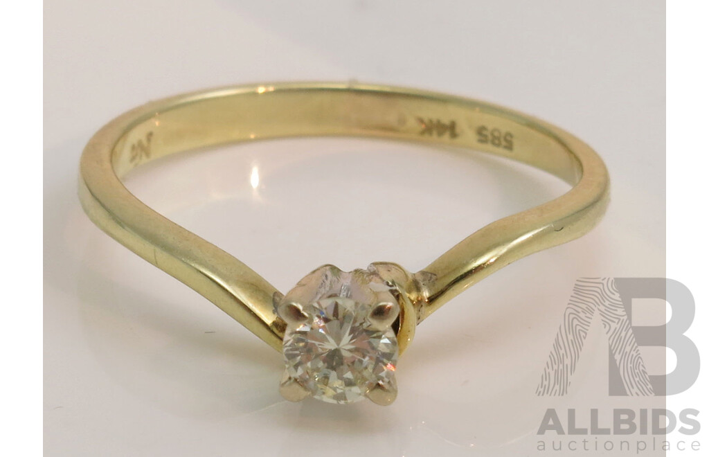 14ct Gold Solitaire Ring