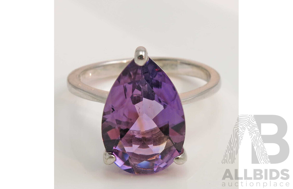 Sterling Silver Ring - Natural Amethyst