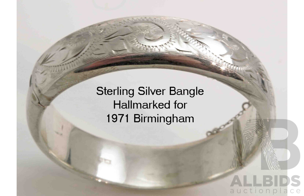 Sterling Silver Bangle - hallmarked for 1971 Birmingham