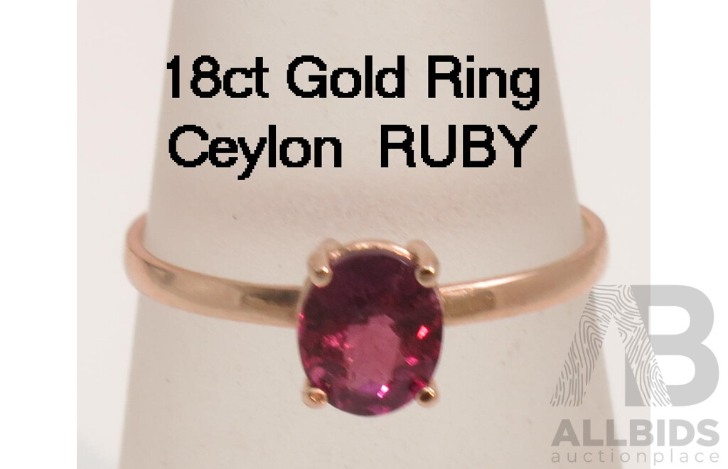 18ct Gold Ring - Ceylon Ruby