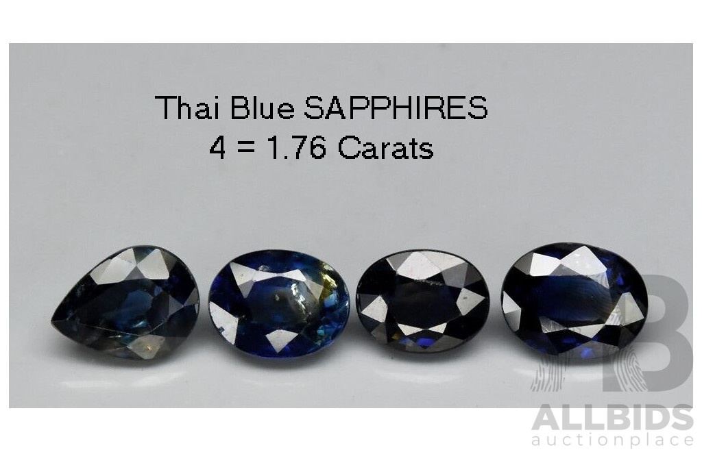 Parcel of 4 Blue-green SAPPHIRES