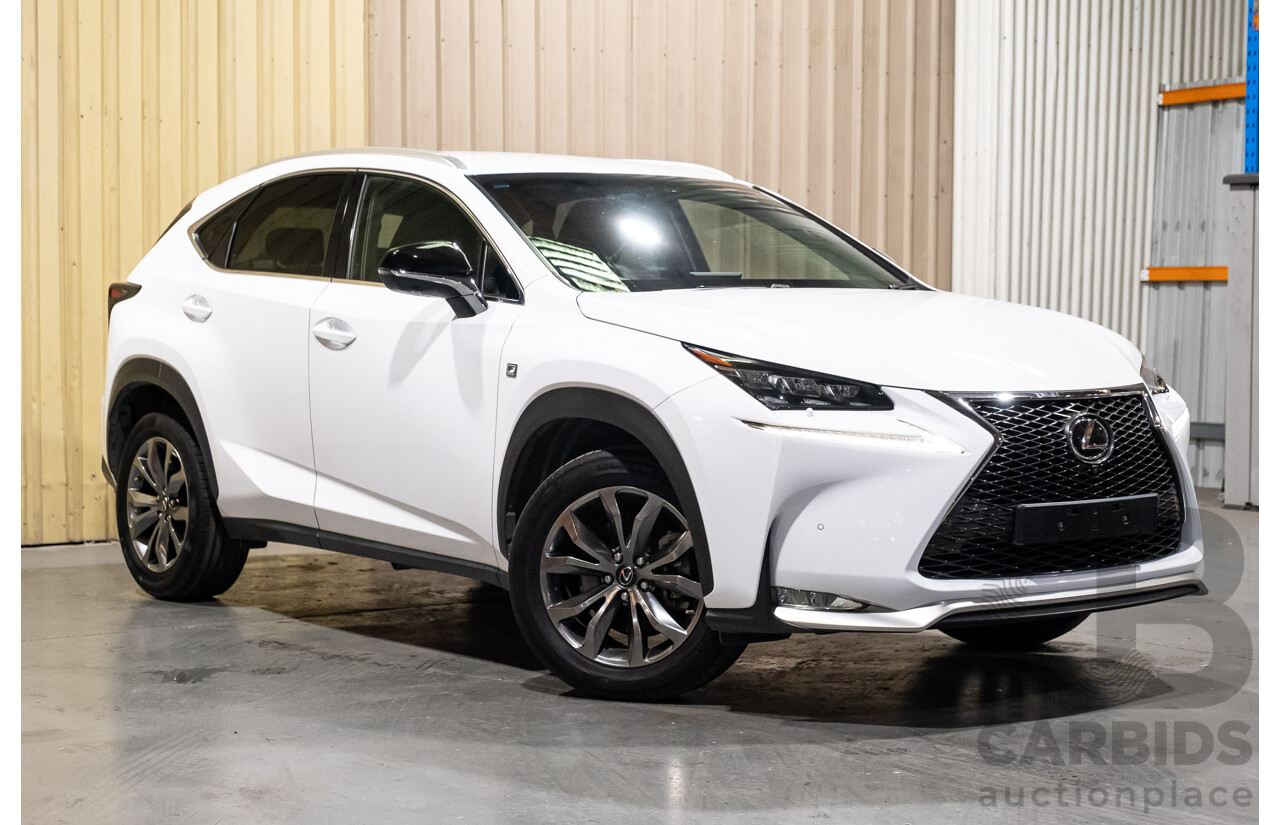 1/2016 Lexus NX200t F Sport (AWD) AGZ15R 4d Wagon White Turbo 2.0L