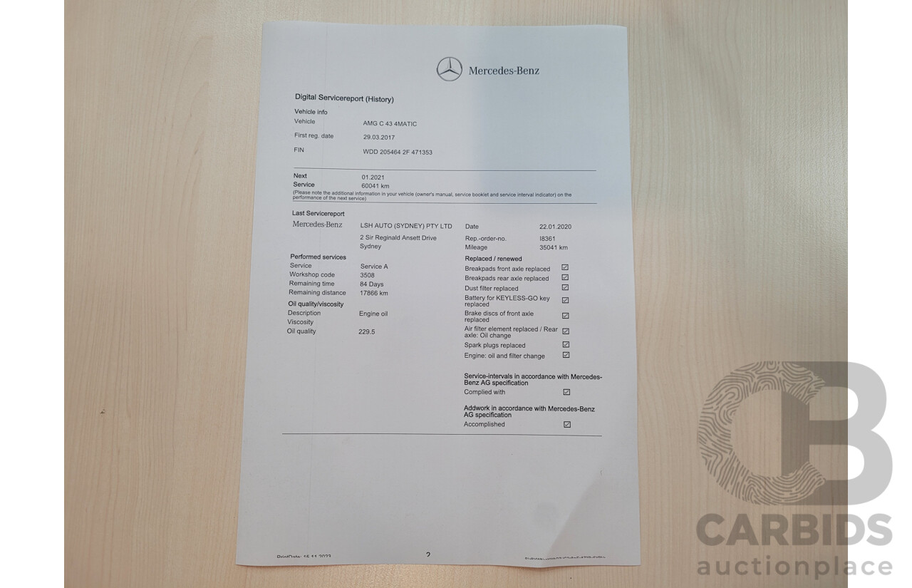 12/2016 Mercedes Benz C43 AMG 4Matic (AWD) 2d Convertible Polar White Twin Turbo V6 3.0L
