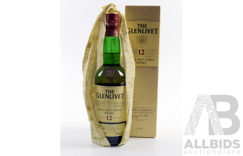 The Glenlivet Single Malt 12 Years Old Scotch Whisky, 700ml Bottle in Original Box
