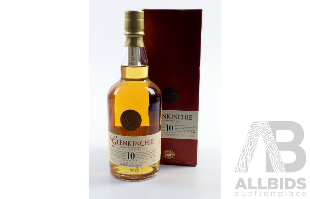 Glenkinchie Edinburgh Lowland Malt 10 Years Old Scotch Whisky, 700ml Bottle in Original Box