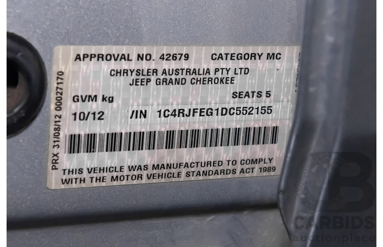 10/2012 Jeep Grand Cherokee Laredo (4x4) WK MY12 4d Wagon Silver V6 3.6L
