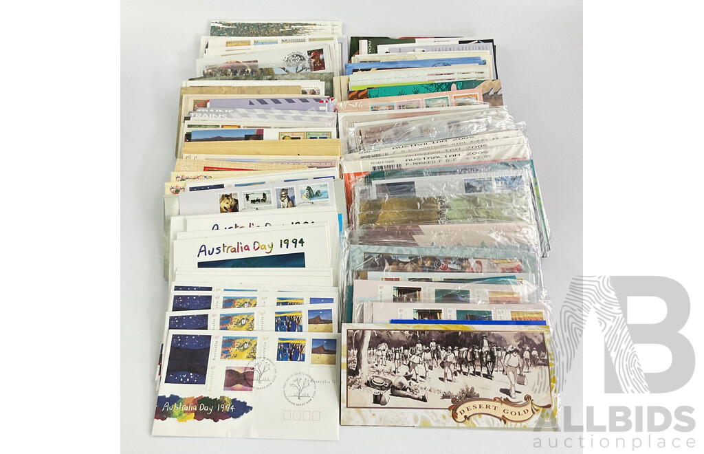 Collection of Australian 1993-94-95 Stamp Packs, First Day Covers and PNCs Including 1993 Dreamings, 1994 Last Huskies, 1994 Bunyips, 1995 Australia Day and More