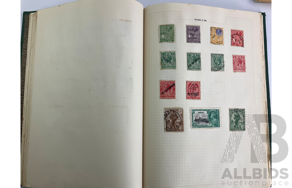 Collection of Three International Cancelled Stamp Albums Including Australia Predecimal, Fiji Predecimal, New Zealand, Canada, USA