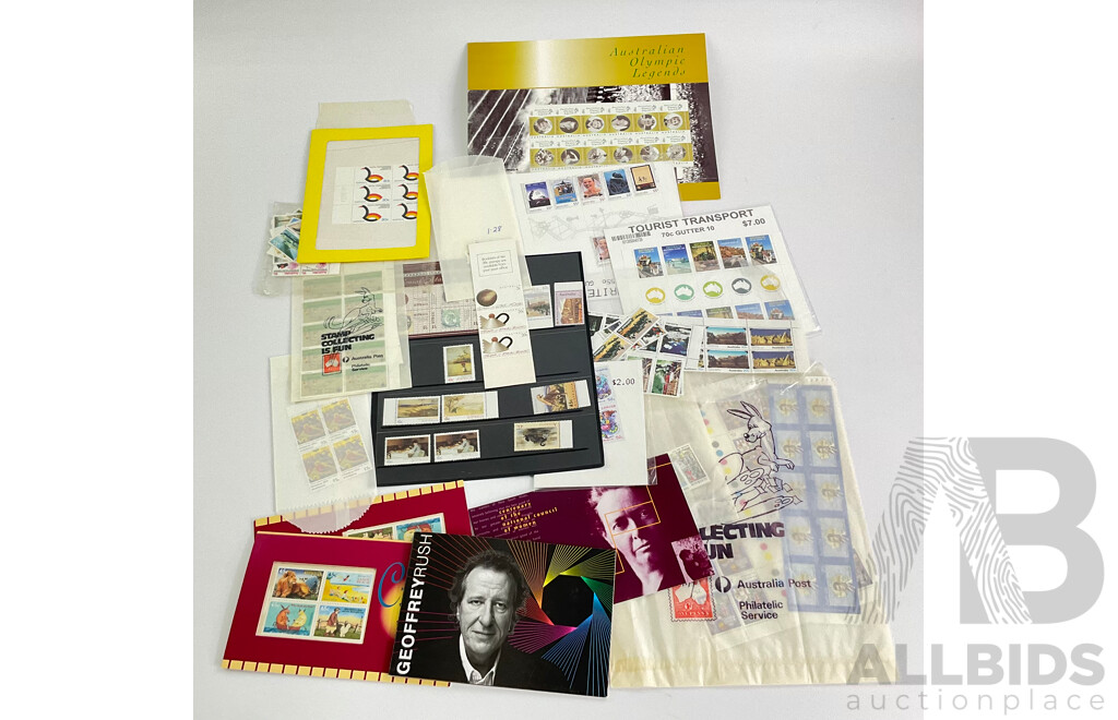Collection of Australian Mint Stamps, Stamp Packs and Blocks, Examples From Various Years