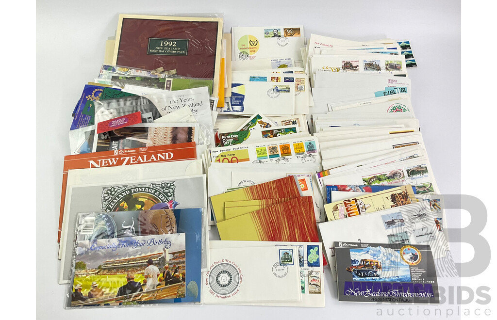 Collection of New Zealand Stamp Packs, Mint Stamps, Blocks, First Day Covers, Examples From 1970's 80's and 90's Includes Some Australian Examples
