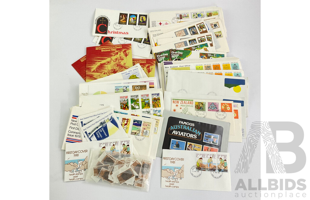 Collection of New Zealand Stamp Packs, Mint Stamps, Blocks, First Day Covers, Examples From 1970's 80's and 90's Includes Some Australian Examples