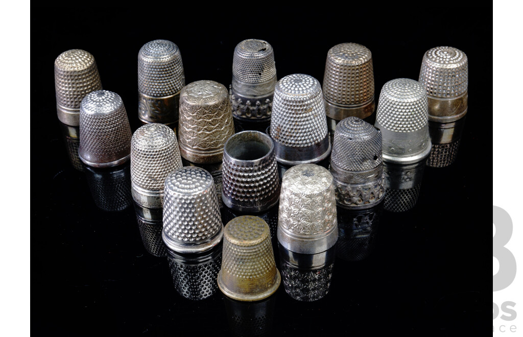Collection Antique and Vintage Metal Thimbles Including Dorcas and  More