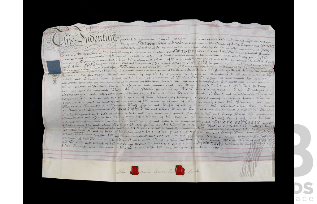 Two 19th Century Indentures on Parchment with Wax Seals, Dated 1806 & 1837