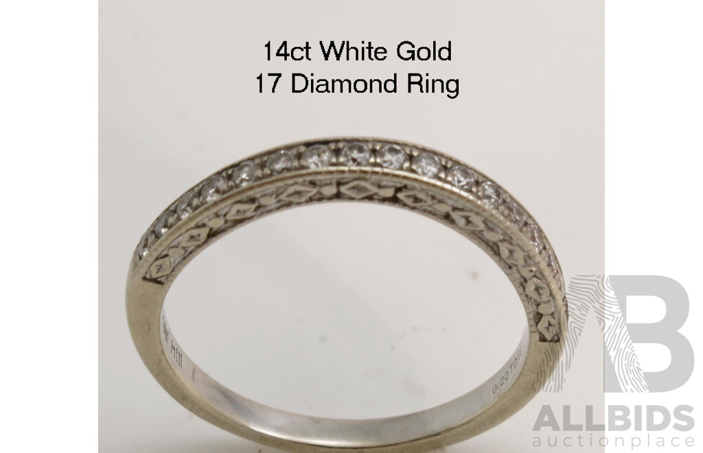 14ct White Gold Diamond half-hoop Ring