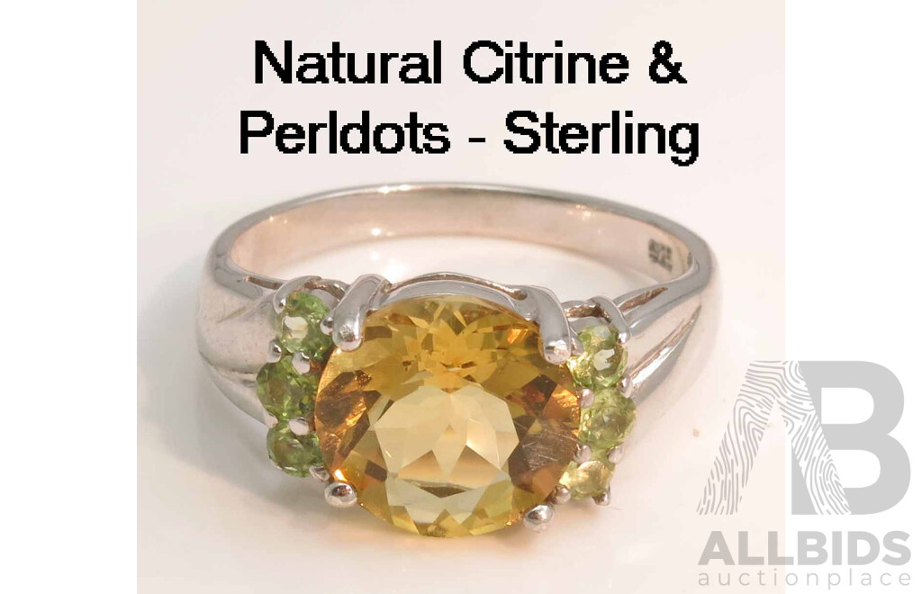Sterling Silver Ring - set with Facetted Natural Gems