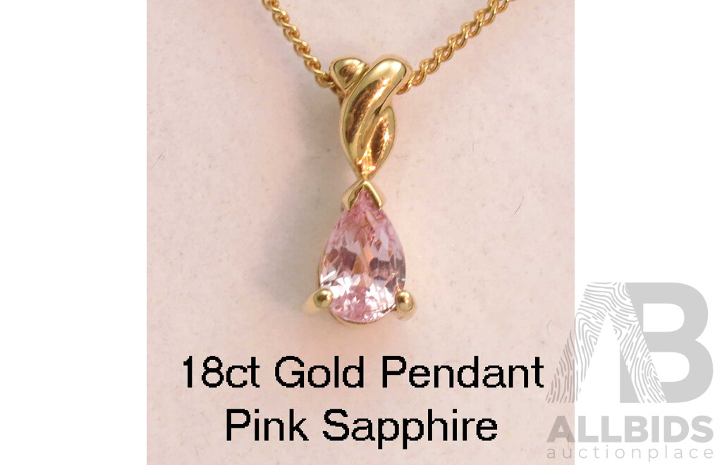 18ct Gold Pink Sapphire Pendant