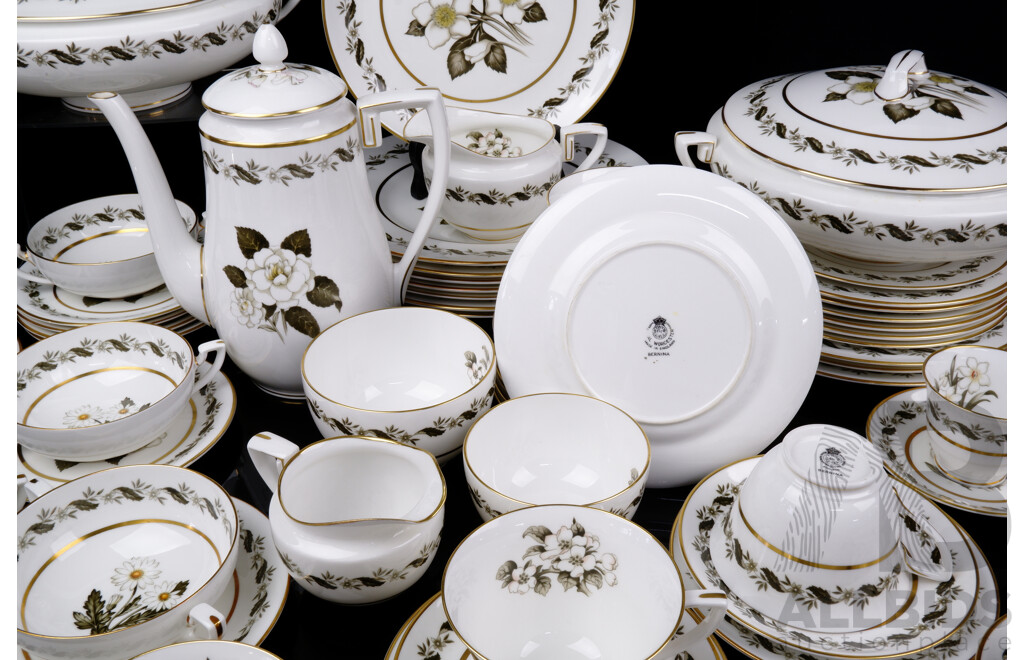 Royal Worcester Porcelain 78 Piece Dinner Service in Bernina Pattern