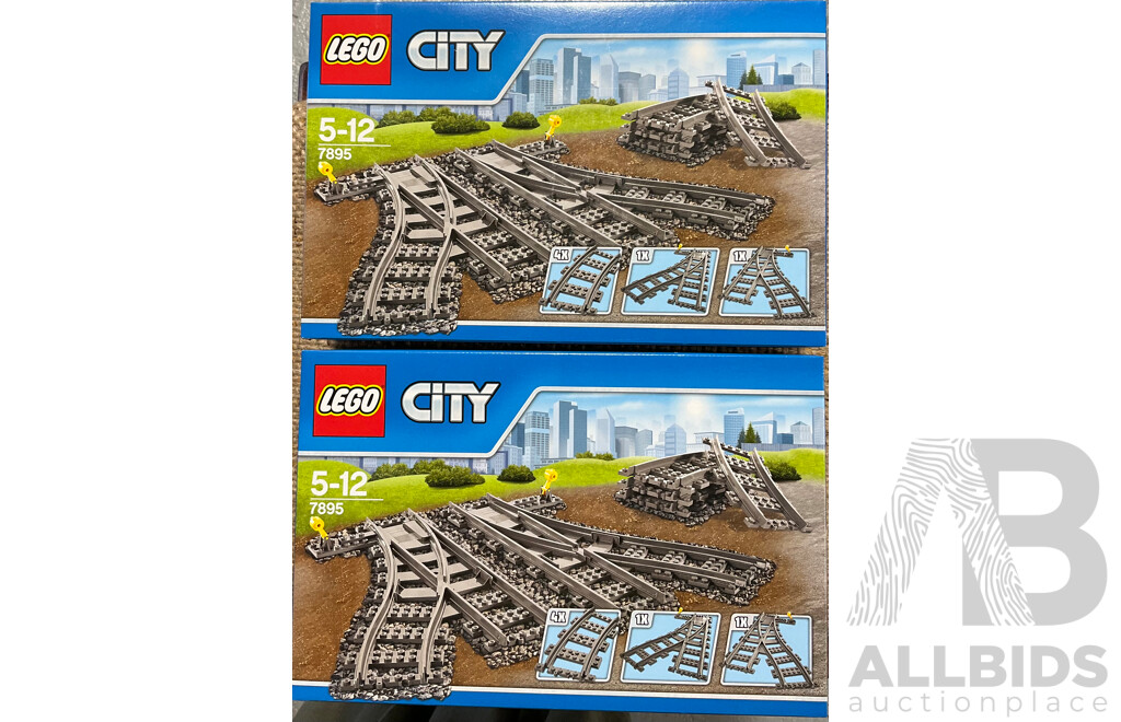 Two Sets Lego City Retried Set Train Tracks 7895, Unopened in Box