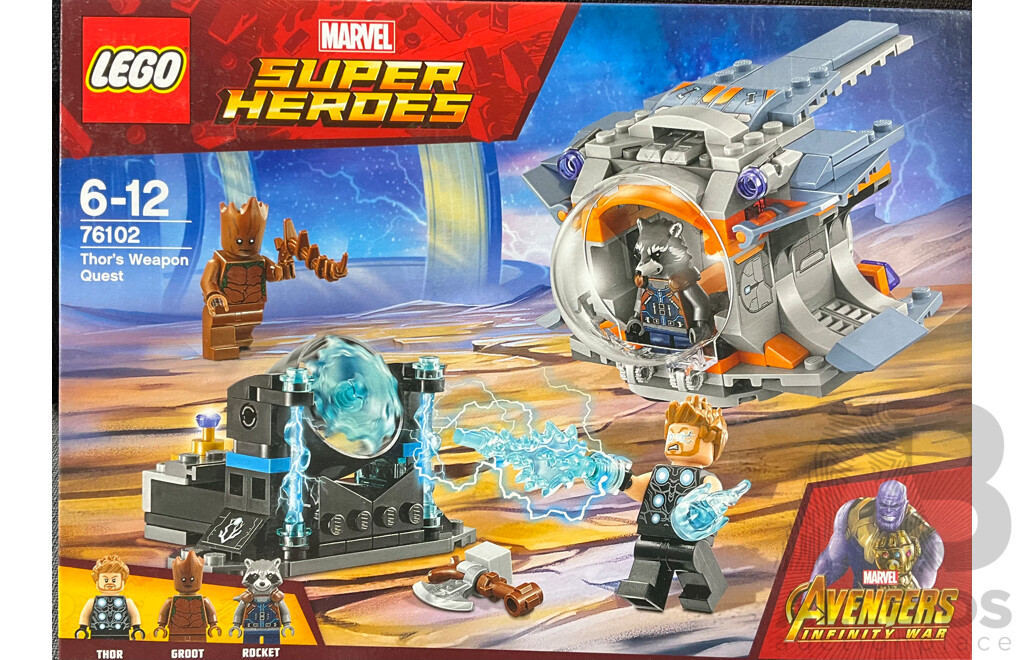 Lego Retired Marvel Superheroes Thors Weapon Quest Set 76102 , Sealed in Box